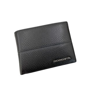 Roberta諾貝達義大利進口軟牛皮雙中線短夾 金屬LOGO真皮皮夾 男生短夾 (現貨)