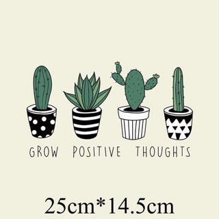 皮卡布 熱轉印貼紙 S-E15 仙人掌 熱熨燙貼 手工diy 熱轉印燙畫 燙畫貼 Thermal transfer, 1個, 仙人掌(25x14.5cm)