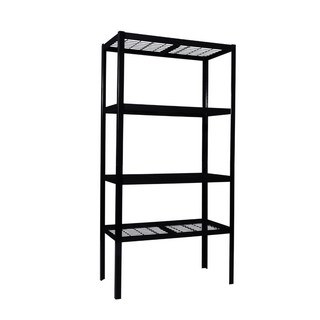 果殼工房 120cm 寬黑砂色免螺絲角鋼架 - 鐵網板層架/展示架/工業風層架/物料架/陳列架/書櫃/衣櫃, 1個, 鐵網板