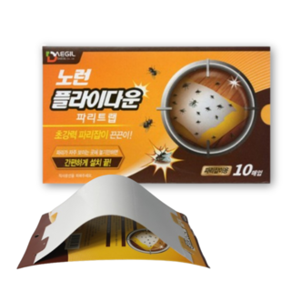 노런플라이다운 1세트(10장) 끈끈이트랩 모기 파리 초파리 간편설치 초강력끈끈이 날벌레제거 비행해충 무독성, 1개, 10g
