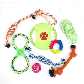 와이낫펫 강아지 터그놀이 로프 실타래 장난감 8종 세트 혼합색상, 1세트, 혼합