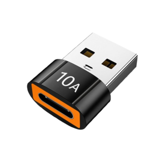 OTG資料快速傳輸 10A快速充電連接器, 1個, 10A Type-C母轉USB公, 黑色013-41, 2cm