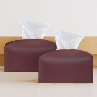 (1+1) 아날로그 감성디자인 소프트레더 가죽 티슈케이스 티슈커버 2p, 빈티지와인