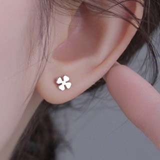 1+1 순은999 네잎클로버 스터드 귀걸이 / 데일리 실버 귀걸이