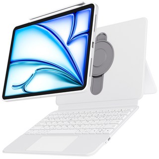 AITEWO 아이패드 키보드 케이스 매직 맥세이프 세로 가로 높이조절 펜슬수납 트랙패드 M4 M5 A16 10.9/11/12.9/13인치 프로1/2/3/4세대 에어4/5/6/7, 화이트, 1개