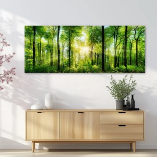 1.2미터 대형 와이드 풍경 액자 바다 숲 인테리어 그림 사무실 카페 거실 추천, 숲속의아침 1180 x 450 mm