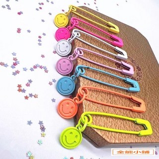 簡約笑臉裝飾安全別針 多用途百搭開衫胸針 時尚固定收腰防走光針扣 X4, 玫紅色,1個, 1個