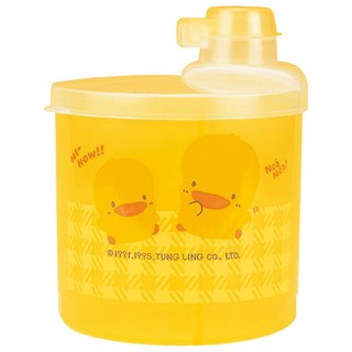 PiYOPiYO 黃色小鴨 半透明四格奶粉罐, 360度透明旋轉蓋，使用更方便，可預先填裝奶粉, 黃色, 1個