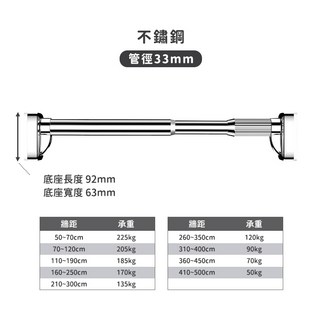 伸縮曬衣桿/窗簾桿/門簾桿 - 晾衣架, 【不鏽鋼】免打孔曬衣桿(32mm升級款),410-500cm