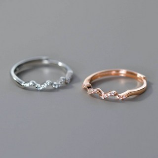 Muer沐耳 開口可調式波浪線戒 925純銀 食指戒指 簡約戒指 女生戒指