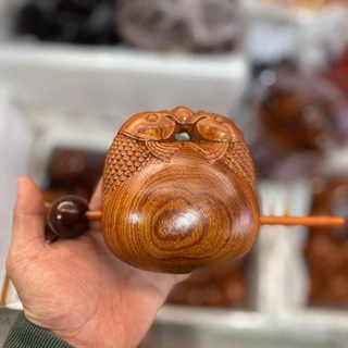 花梨木雙魚木魚，手工雕刻，寺廟家用念經法器，聲清脆，寓意年年有餘，約6cm, 如圖所示, 1個