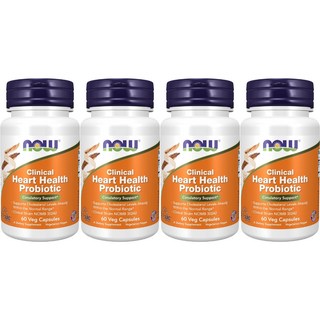 나우푸드 클리니컬 하트 헬스 프로바이오틱 25억 CFU 유산균 베지캡슐, 60정, 4개