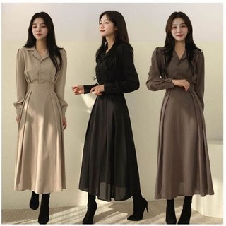 여성 가을 정장 A라인 롱 원피스 돌잔치 하객룩 jeo4+2fTr