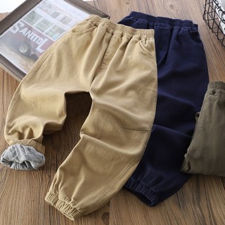 男童雙層夾褲 2025秋冬新款純棉束腳褲 簡約親子保暖