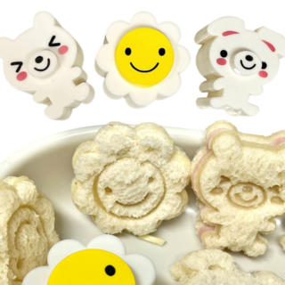 샌드위치 3종세트 미니 샌드위치커터 쿠키커터 소풍 도시락꾸미기 BPA FREE, 화이트, 1개