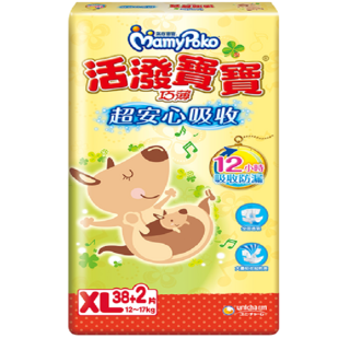 MamyPoko 活潑寶寶黏貼型紙尿褲 XL38+2片裝 (12-17kg) 超安心吸收, 1個, 大碼 (L)