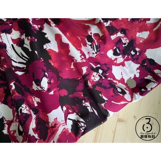 美國外貿布 布料DIY 2-36 桃紅水墨畫 棉 創意手作拼布 幅寬123, 1個