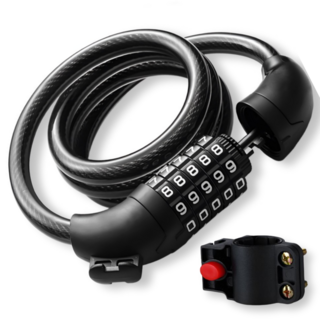 베리움 자전거 자물쇠 5단 번호키, 1개, 블랙