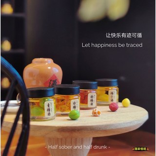 （高檔）迷你仿真 水果酒 梅子酒 話梅 楊梅 青梅 釀酒 果酒 I359 娃娃屋 袖珍 微縮 食玩 微景觀 模型 隨草, 1個, 一組4款入（全套，★促銷★）