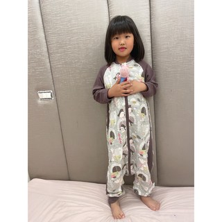 愛北鼻 防踢被 拼色分腿睡袋 加寬側圍 三頭拉鍊 前4後4層, 咖北極熊110碼純棉款