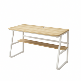 好的家居 簡約方腳書桌, 【淺木紋+白架】120*60cm, 淺木紋+白架