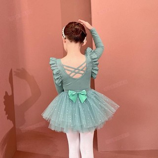 臺南出貨 女童芭蕾舞服 芭蕾形體衣 兒童芭蕾舞連身衣 跳舞體操服 兒童舞蹈服純棉秋季長袖女童練功服幼兒考級中國舞芭蕾舞