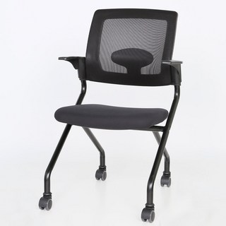 체어포커스 토즈스터디 접이식 TZX-950 암레스트 사륜형 공부의자, 블랙프레임-올블랙