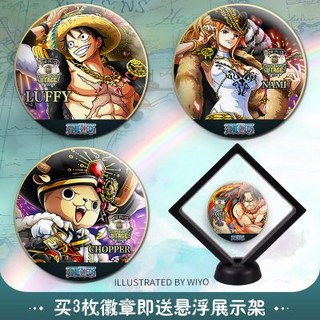 海賊王動漫徽章 路飛索隆喬巴艾斯款 二次元周邊禮物, 1個, 路飛,58mm鐵底 鐳射