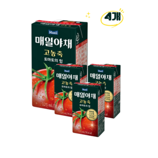 매일유업 매일야채 고농축 토마토의 힘 주스 선물세트, 125ml, 4개
