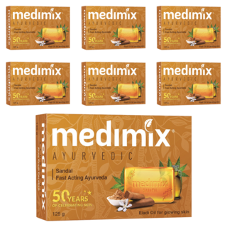 medimix 印度檀香皂 125g 添加檀香油 經典草本香皂 溫和清潔不刺激, 7個