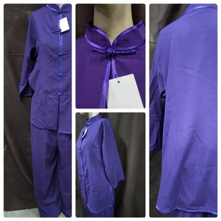 【嵐陽服飾】麻紗雙層靈修衣 女款紫色道服 (整套出售) 涼爽透氣 吸濕排汗 夏季薄款唐裝中國服