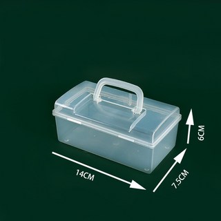 長方形PP手提收納盒 保鮮盒 抗氧化 首飾收納盒 五金工具零件收納盒 臺灣熱銷, 1個, 14*7.5*6CM;透明;手提PP盒
