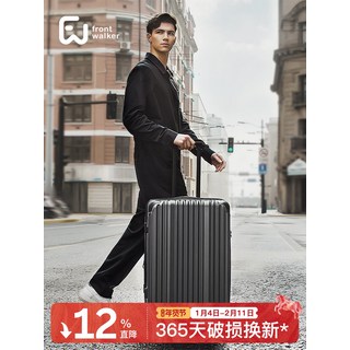 Front Walker 行李箱 可擴展拉杆箱 旅行箱 登機箱 24寸結實拉鏈 密碼箱 28/30寸, 石阪綠 （一年內箱體破損免費換新）