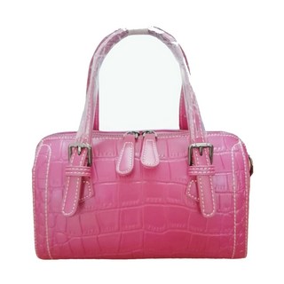 鱷魚紋真皮波士頓包 單肩/手提/斜背包 牛皮包包 韓系休閒腋下包