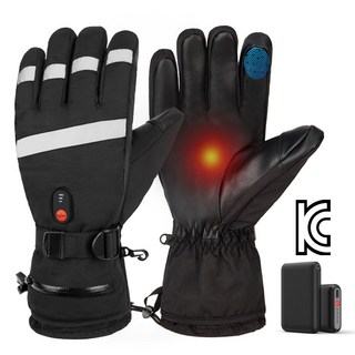 [KC인증] 배터리포함 충전식 발열 장갑 너클 프로텍터 안전 디자인 오토바이 겨울 열선 장갑, 블랙(반사밴드형)