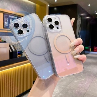 KP 簡約漸變透明磁吸無線充電不發黃保護殼，適用於iPhone 16 15 14 13 12 11 Pro Max，時尚防摔保護。