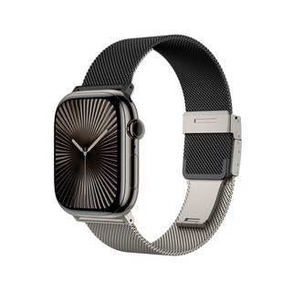 Mooke Apple Watch 雙色不鏽鋼錶帶 全尺寸通用, 鈦銀+酷黑, 1個