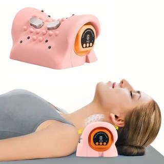 가정용 미니 전동 마사지 베개 포터블 목 베개 마사지기 목과 어깨 전문 마사지 기능 주물림 마사지 안마기, Pink