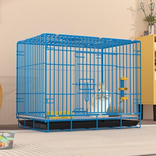 兔子籠子家用摺疊室內養兔易清糞戶外攜帶便捷垂耳兔加密兔籠貓籠, 1個, 72:籠子+托盤+腳墊+掛碗+草窩