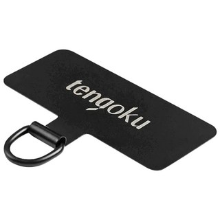 tengoku 天閣堀 超薄不鏽鋼手機掛繩夾片 輕薄耐用 充電無阻, 黑色, 1個