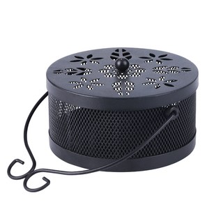 可掛式戶外防火 手提簍空花紋 Villa南洋風防燙防風 蚊香盒, 黑色