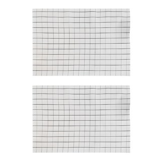 아리코 심플 체크 면 키친크로스, 화이트 B, 2개