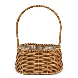 투톤 타원형 꽃바구니 25cm 원예자재 바구니 소품, PW211m, 1개