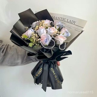 桃園出貨 畢業花束生日禮物玫瑰永生滿天星真花仿真花束畢業男女友閨蜜告白情人節石頭 生活館 ZZGJ, 1個, 梔夏,創意花束