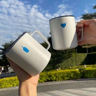 인기있는 블루보틀텀블러 화이트 블루이쁜 손잡이 안전 보온컵 354ml[1+1 79900원 이벤트중], 화이트+화이트, 1개