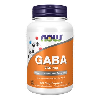 NOW Foods GABA神經傳導物質支援素食膠囊 750mg, 1罐, 100顆