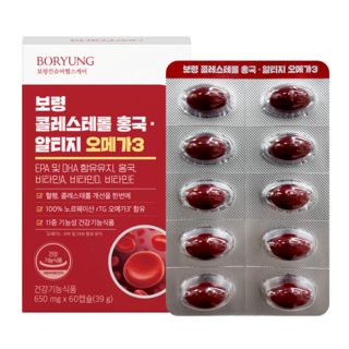 보령 콜레스테롤 홍국 rTG 알티지 오메가3, 1개, 60정