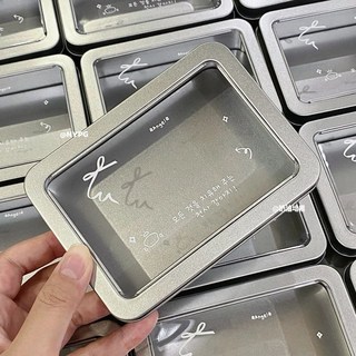 天使小狗ins芭蕾風簡約開窗鐵盒 高顔值防水鐵盒 貼紙小卡收納盒, 1個, 天使小狗鐵盒10.7*7.3*2.5cm, 天使小狗鐵盒10.7*7.3*2.5cm