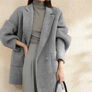 루스리더 여성 베이직 더블 단추 캐주얼 프리미엄 모직 코트 V477