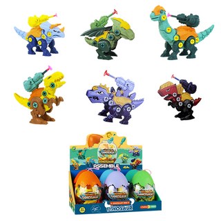 益智拼裝恐龍玩具套裝(6入)附十字起子 親子互動拆裝玩具 多種恐龍造型 激發創造力 培養空間思維, 無規格, 1個